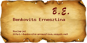 Benkovits Ernesztina névjegykártya